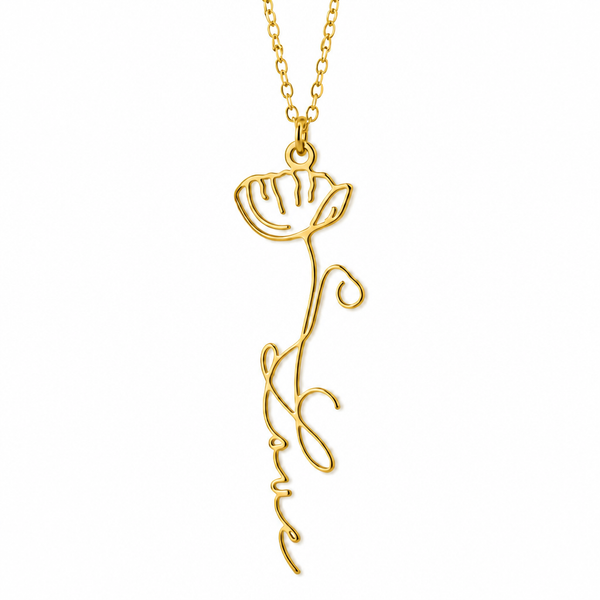 Name & Birth Flower Necklace